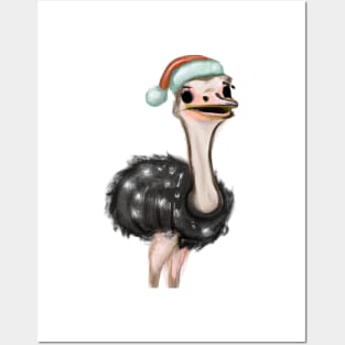 Cute Ostrich Drawing Posters and Art